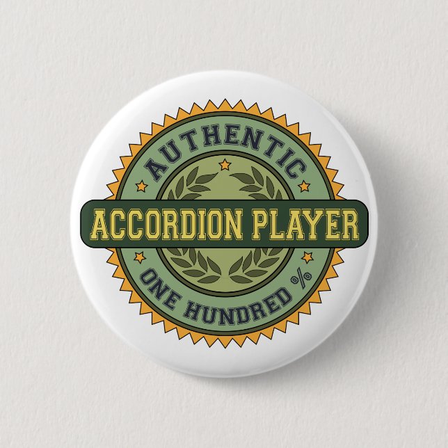 Authentic Accordion Player 6 Cm Round Badge (Front)