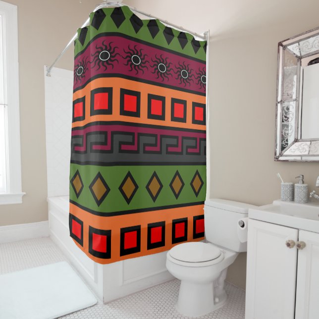 Authentic African traditional pattern Shower Curtain (In Situ)