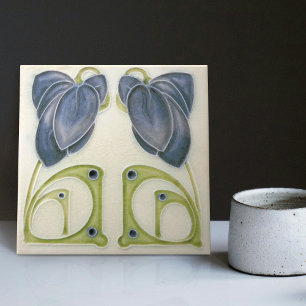 Authentic Art Nouveau John Barratt Majolica Floral Tile