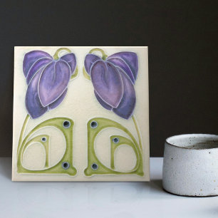 Authentic Art Nouveau John Barratt Majolica Floral Tile