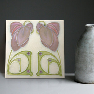 Authentic Art Nouveau John Barratt Majolica Floral Tile