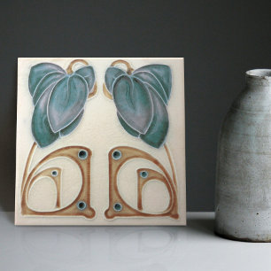 Authentic Art Nouveau John Barratt Majolica Floral Tile
