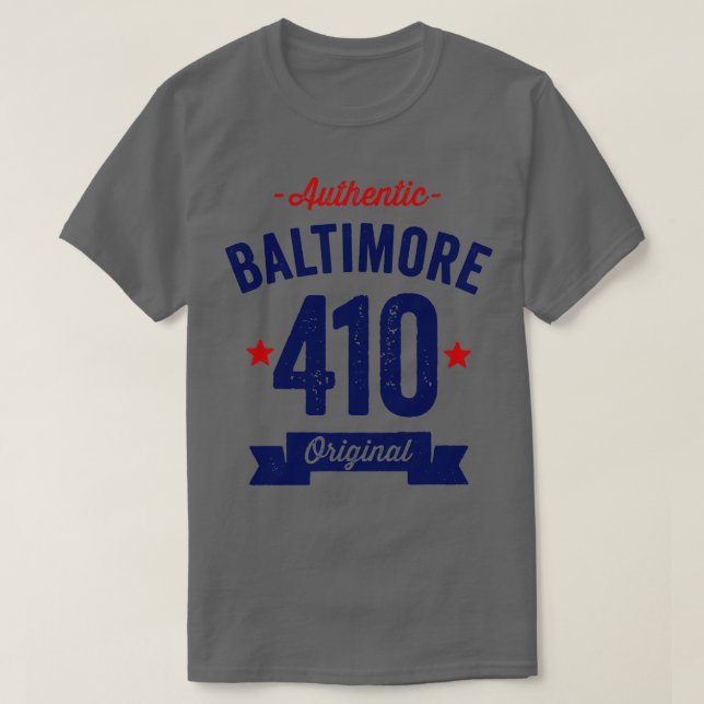 Authentic Baltimore 410 Area Code T-Shirt (Design Front)