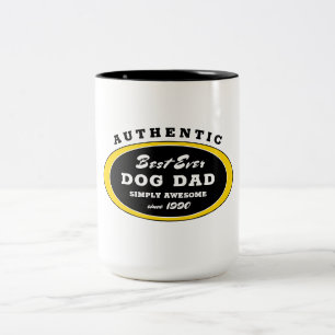 Authentic Best Ever Dog Dad Simply Awesome Funny Two-Tone Coffee Mug