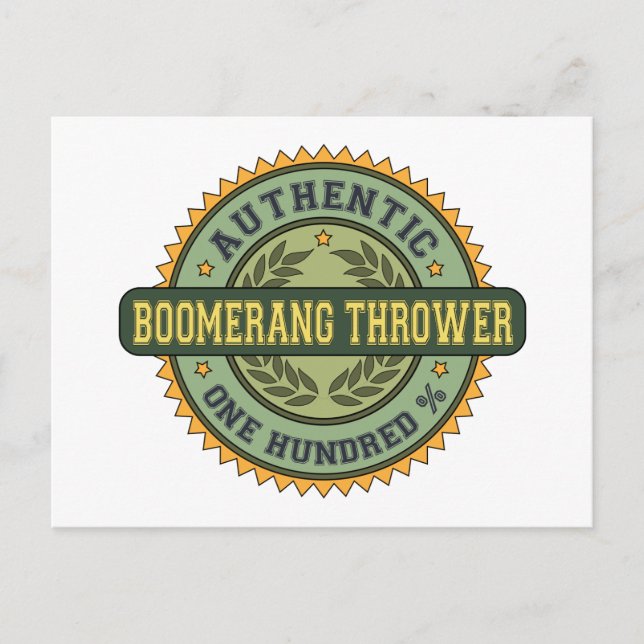 Authentic Boomerang Thrower Postcard (Front)