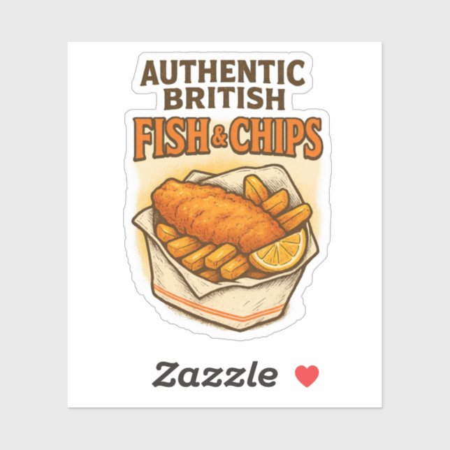 Authentic British Fish & Chips Retro Vintage UK (Sheet)