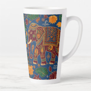 Authentic Ceylon Royal Elephant Batik -Sri Lanka Latte Mug