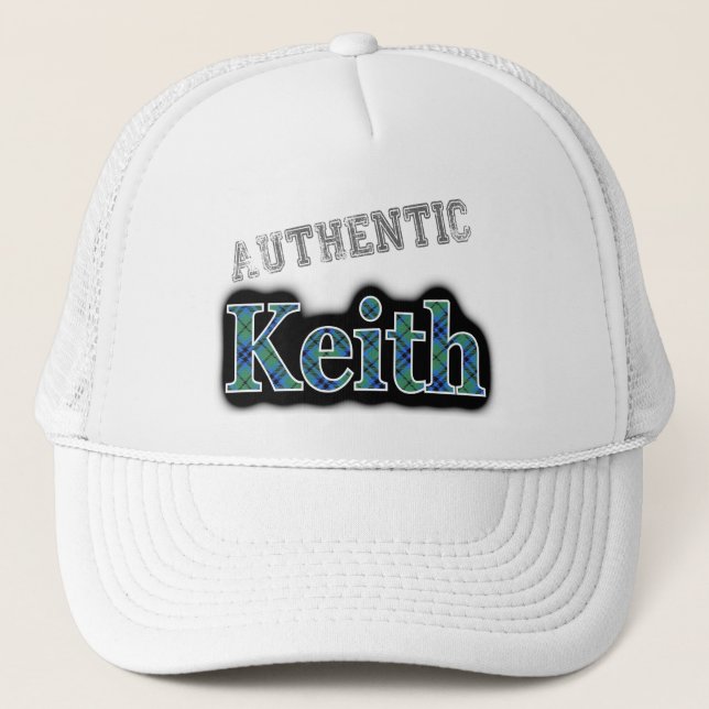 Authentic Clan Keith Scottish Tartan Name Trucker Hat (Front)