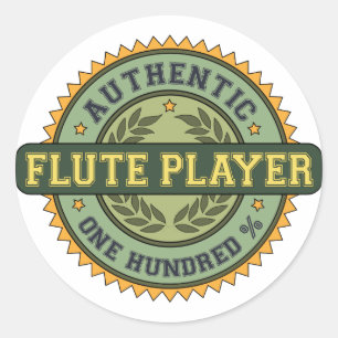 Authentic Flute Player Classic Round Sticker