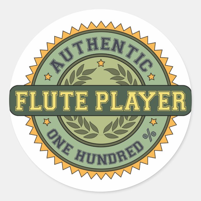 Authentic Flute Player Classic Round Sticker (Front)