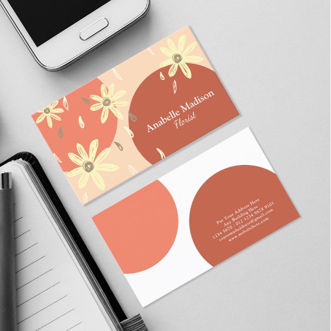 Authentic Hand Drawn Flowers | Pastel Business Card (Creator Uploaded)