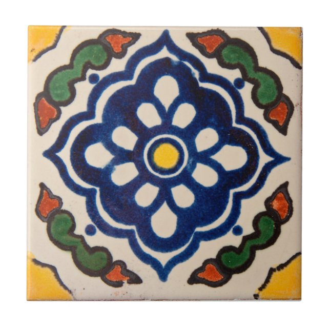 Authentic Handmade Moroccan Green Blue Tile (Front)