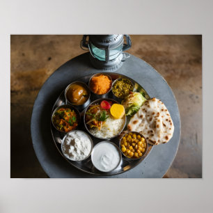 Authentic Indian Hindu Veg Thali Food Platter Poster