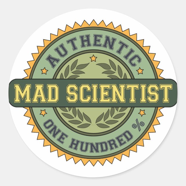 Authentic Mad Scientist Classic Round Sticker (Front)