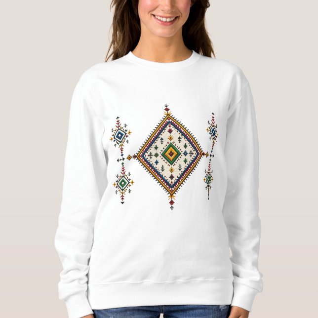 Authentic Moroccan Amazigh Rug Pattern | Berber Di Sweatshirt (Front)