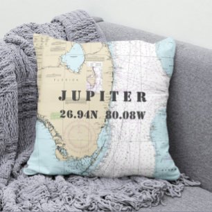 Authentic Nautical Chart Latitude Longitude FL Cushion