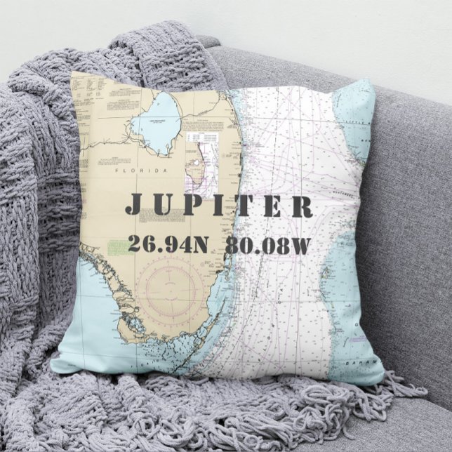 Authentic Nautical Chart Latitude Longitude FL Cushion (Creator Uploaded)