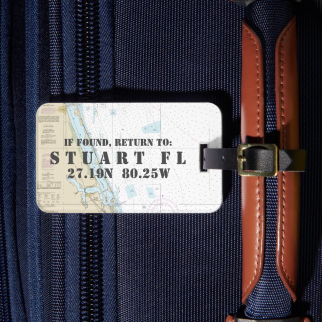 Authentic Nautical Chart Stuart FL Luggage Tag (Front Insitu 4)