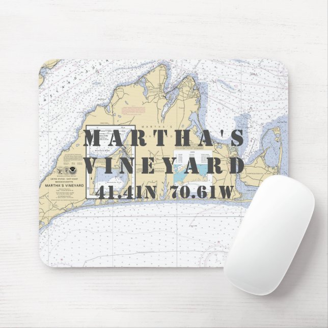 Authentic Nautical Martha's Vineyard Vintage Map Mouse Pad (With Mouse)