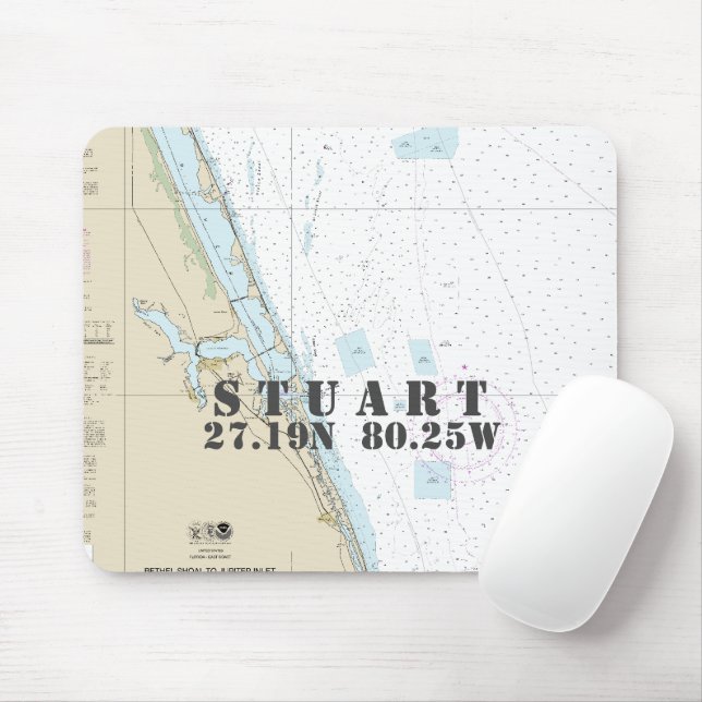 Authentic Nautical Stuart FL Latitude Longitude Mouse Pad (With Mouse)