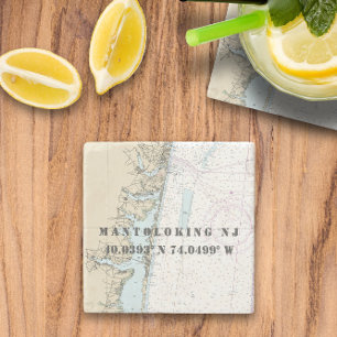 ⚓ Authentic NOAA Nautical Chart New Jersey Stone Coaster
