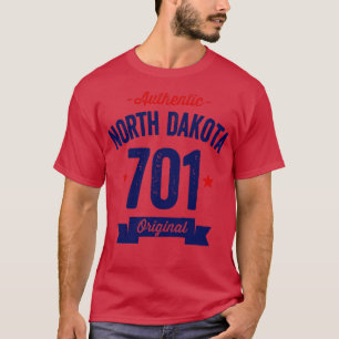 Authentic North Dakota 701 Area Code T-Shirt