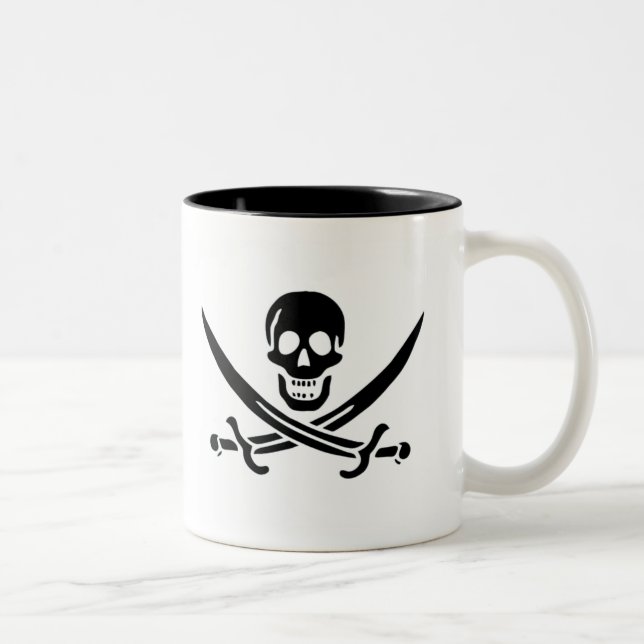 Authentic Pirate Flag of Jack Rackam Two-Tone Coffee Mug (Right)