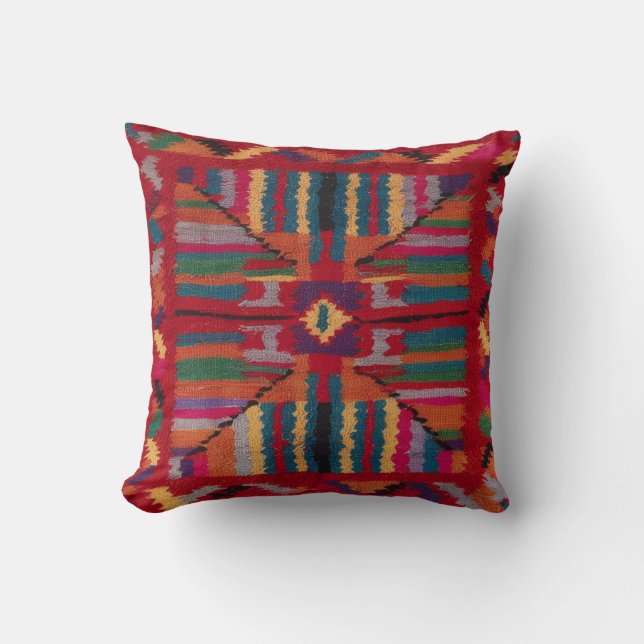 Authentic Red Kilim Pillows: A Turkish Legacy Cushion (Front)