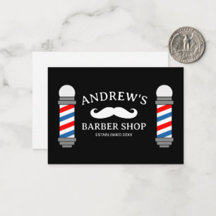 Authentic red white & blue stripe barber shop pole card