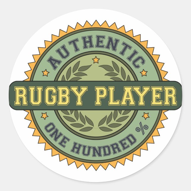 Authentic Rugby Player Classic Round Sticker (Front)