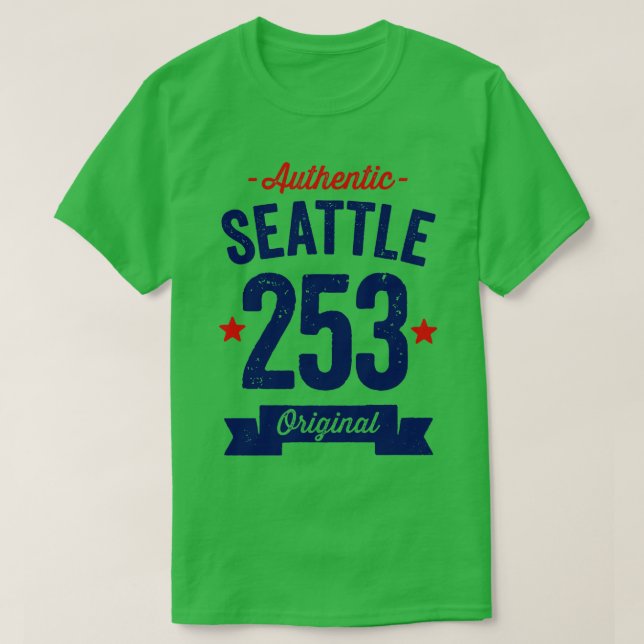 Authentic Seattle 253 Area Code T-Shirt (Design Front)