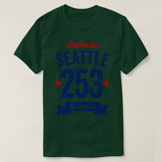 Authentic Seattle 253 Area Code T-Shirt (Design Front)