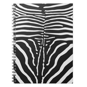 Authentic Zebra Skin Print - black white stripe Spiral Notebook