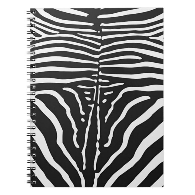 Authentic Zebra Skin Print - black white stripe Spiral Notebook (Front)
