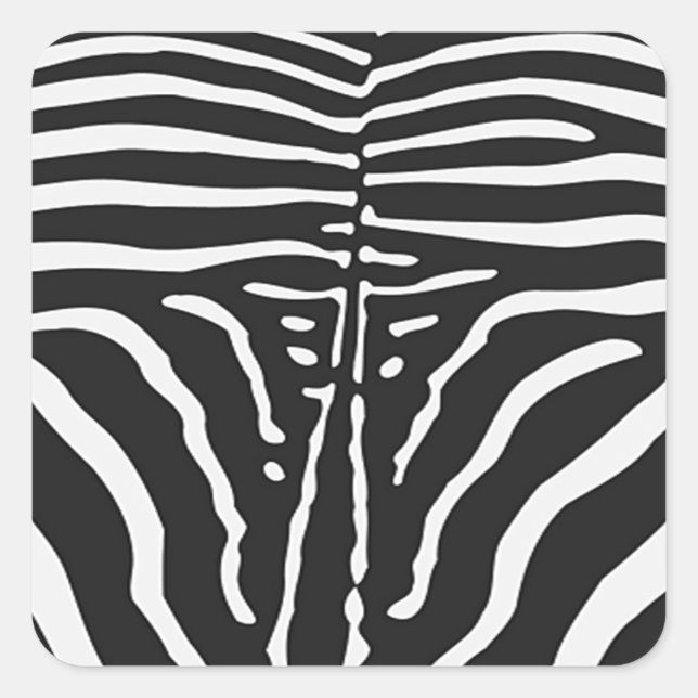 Authentic Zebra Skin Print - black white stripe Square Sticker (Front)