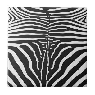 Authentic Zebra Skin Print - black white stripe Tile