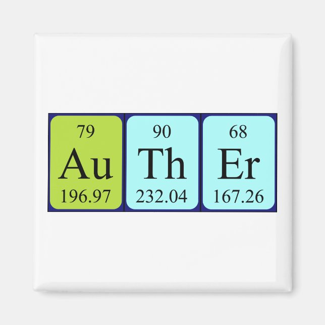 Auther periodic table name magnet (Front)