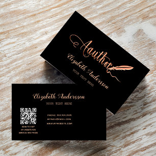 Author black rose gold QR code Business Card
