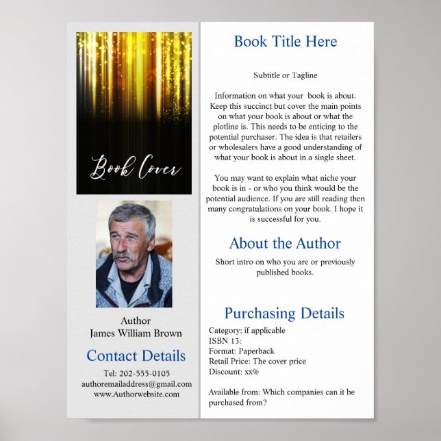 Author Book One Sheet Promotional Sell Poster (Front)