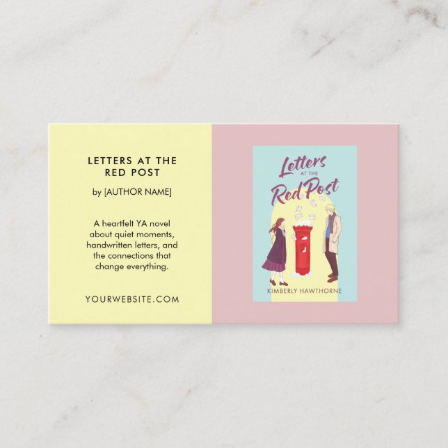 Author Book Promotion Custom YA Novel Pastel Business Card (Front)