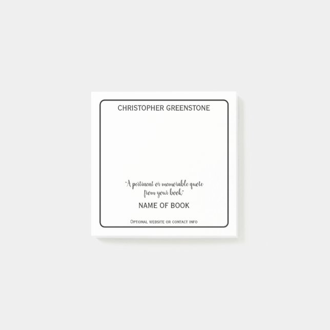 Author Book Promotional Post-it Notes (Front)
