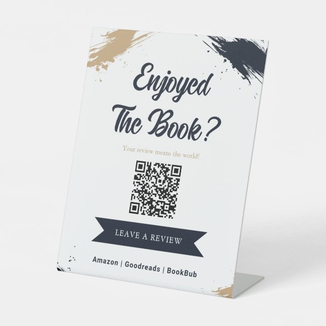 Author Book Review Request QR Code Display Readers Pedestal Sign (Front)