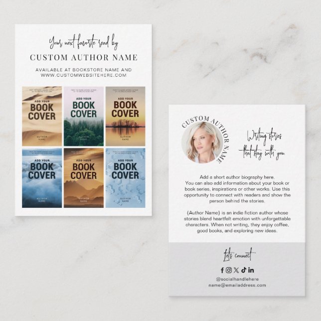 Author Book Series Marketing Custom Photo Collage Business Card (Front/Back)