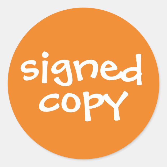 Author Book Signed Copy Orange Classic Round Sticker (Front)