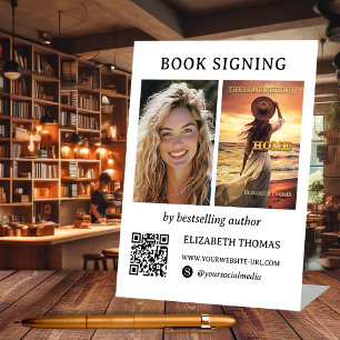 Author Book Signing Photo QR Code Minimalist Pedestal Sign