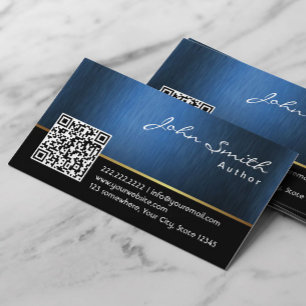 Author Editor Royal Blue QR code Business Card