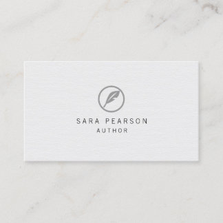 Author Elegant Quill Icon Publishing Business Card