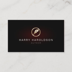 Author Faux Gold Quill Icon Business Card