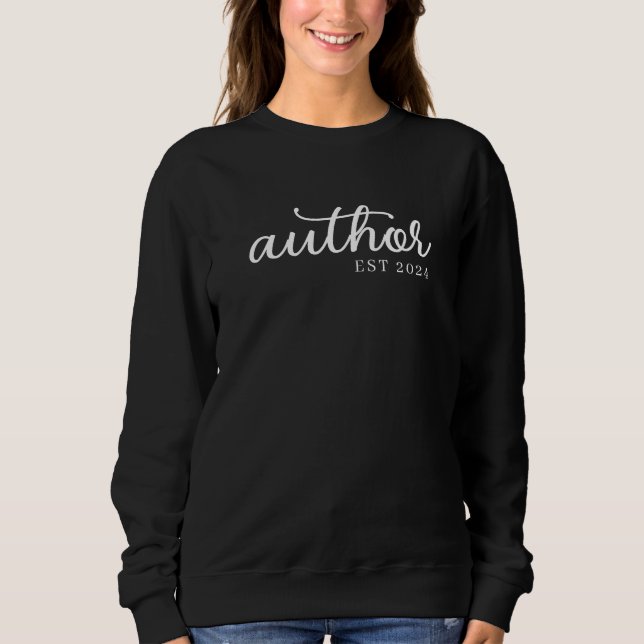 Author Modern Typography Date White Text Sweatshirt (Front)