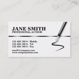 Author novelist calligraphy writer business card